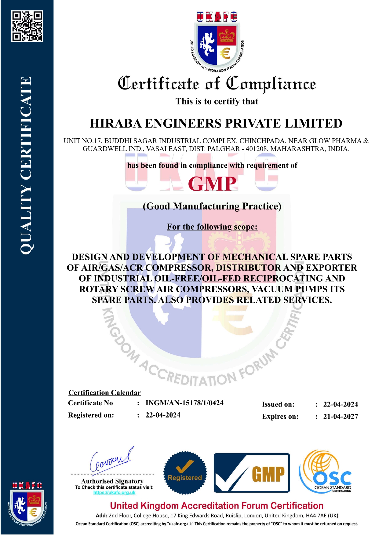 GMP Certificate